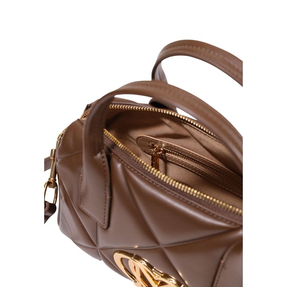Borsa a mano marrone con logo