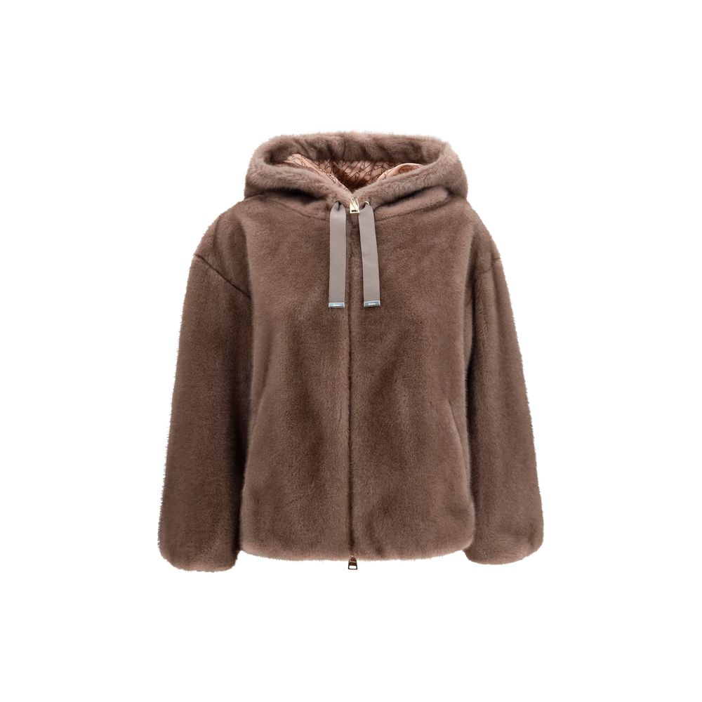 Giacca con cappuccio in ecopelliccia