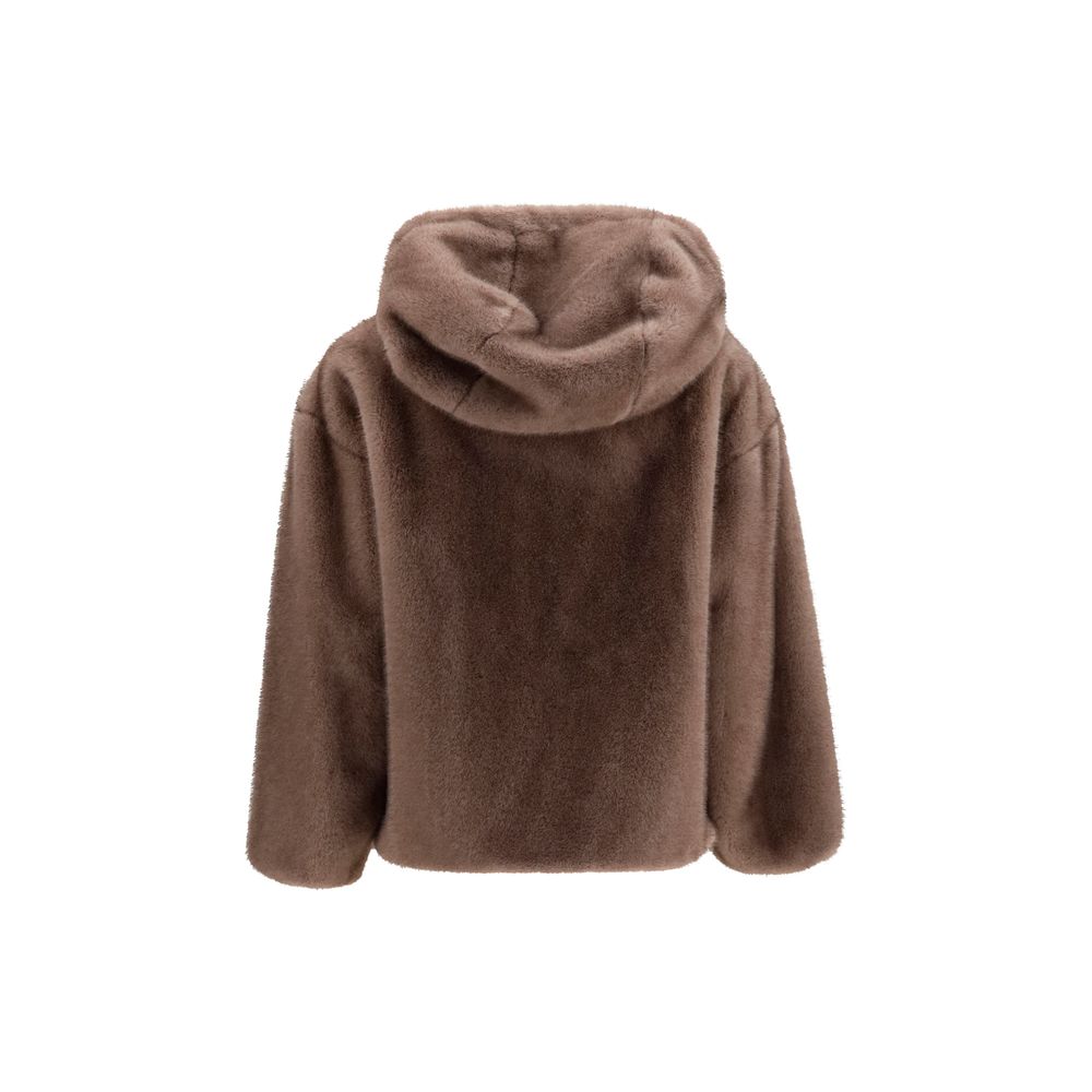 Giacca con cappuccio in ecopelliccia