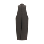 Gilet lungo in lana e shearling