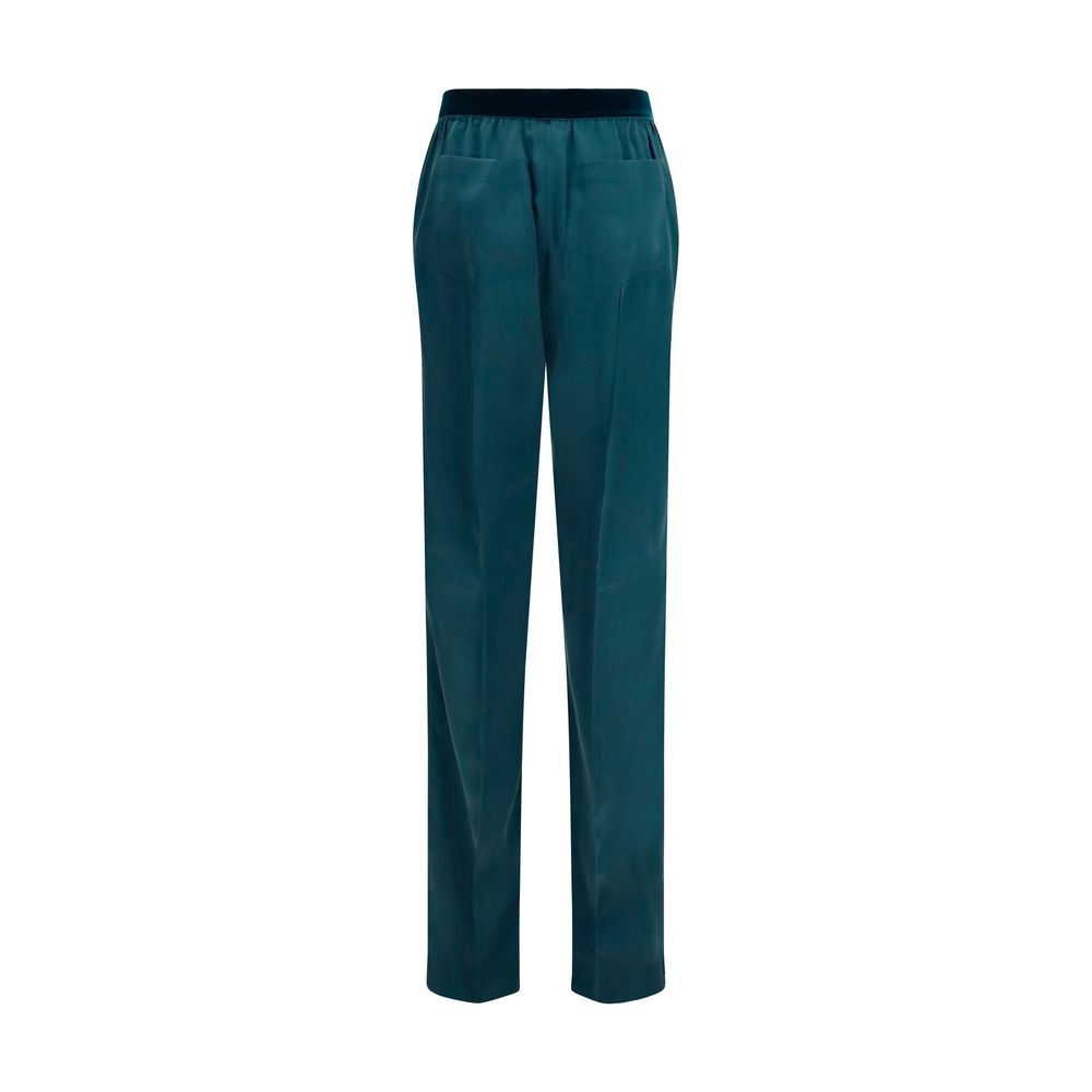 Pantaloni in raso di seta stretch