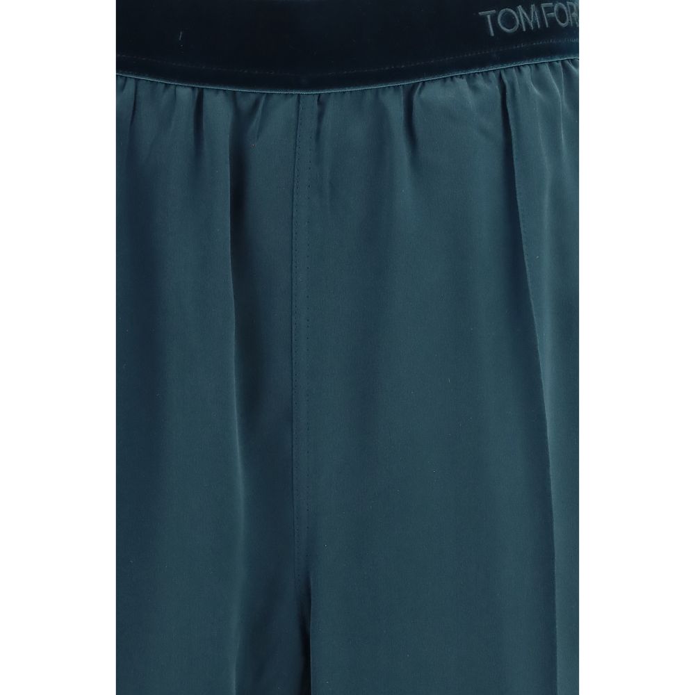 Pantaloni in raso di seta stretch