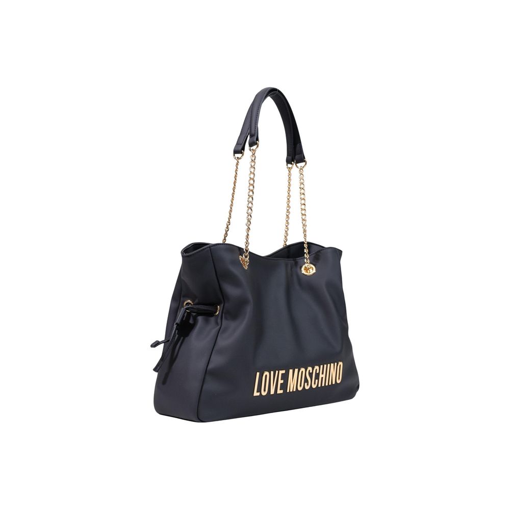 Grande borsa nera con catena