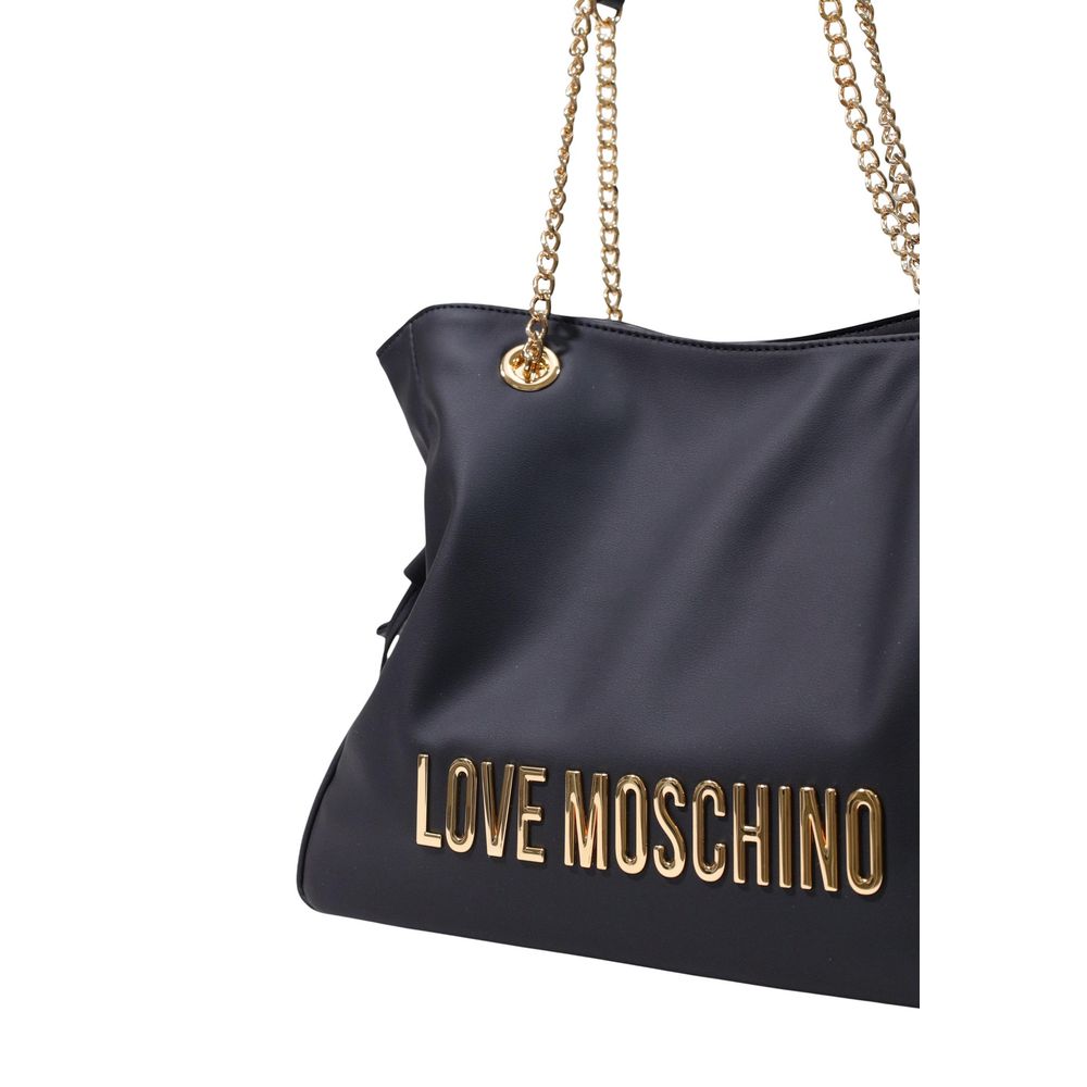 Grande borsa nera con catena