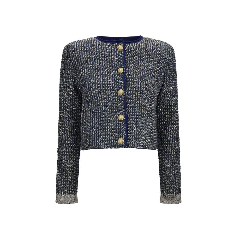 Quilted cardigan with sequins and decorative buttons