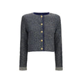 Quilted cardigan with sequins and decorative buttons