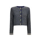 Quilted cardigan with sequins and decorative buttons
