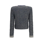 Quilted cardigan with sequins and decorative buttons