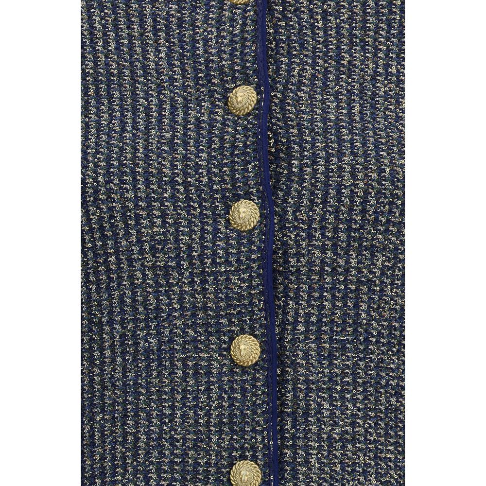 Quilted cardigan with sequins and decorative buttons