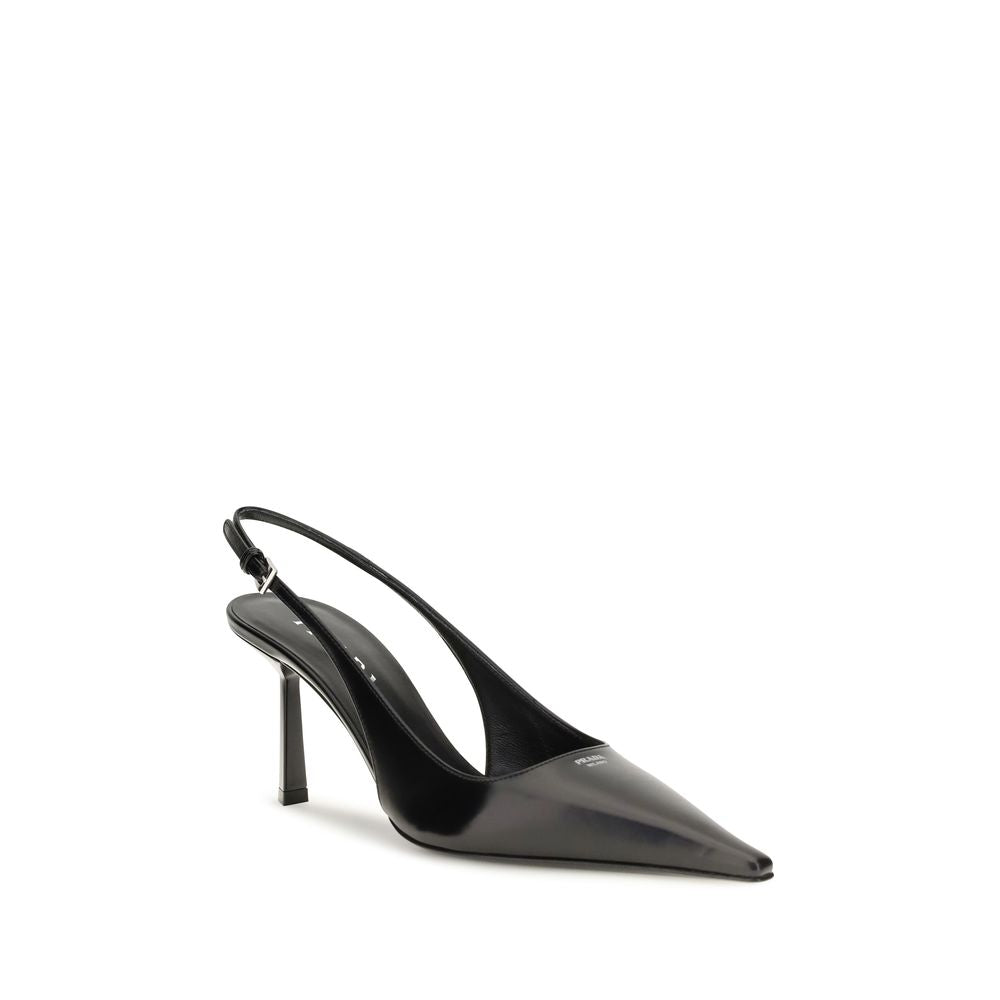 Décolleté slingback in pelle