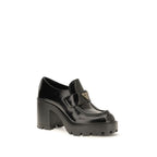 Heeled leather loafers