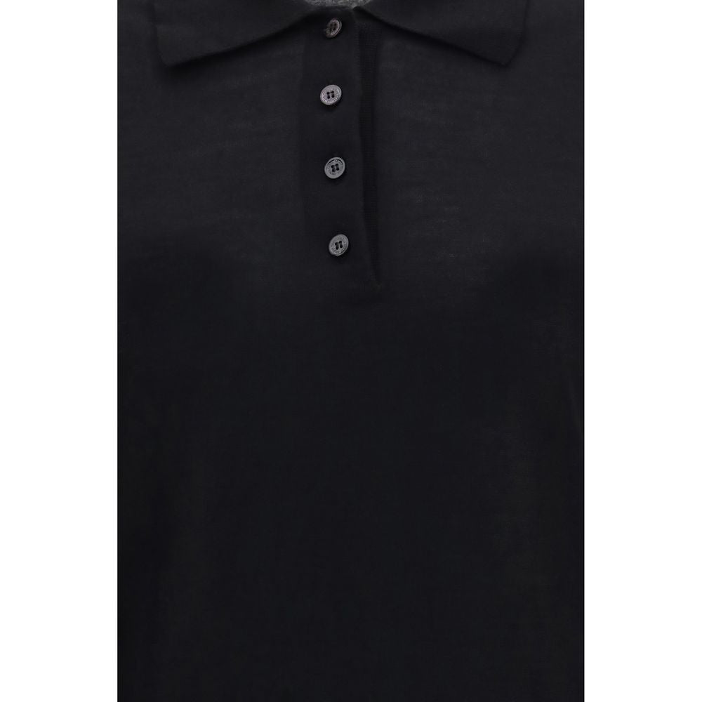 Long-sleeved Merino wool polo shirt