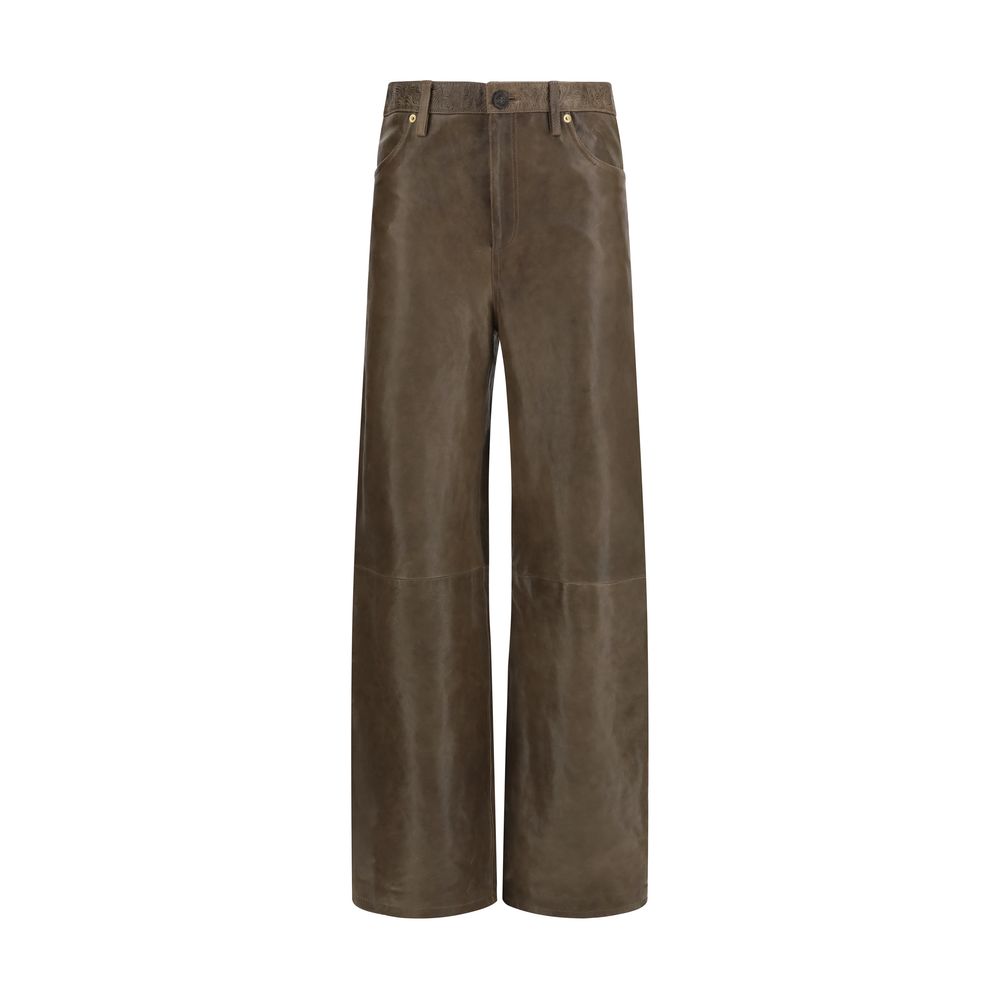 Melany embroidered leather trousers