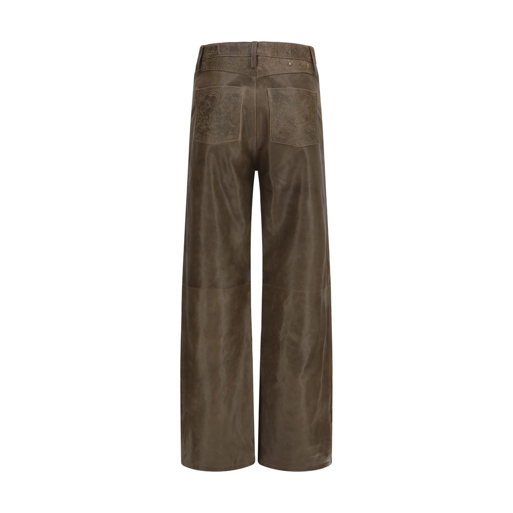 Melany embroidered leather trousers