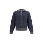 Zip-up intarsia-knit wool cardigan
