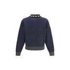 Zip-up intarsia-knit wool cardigan
