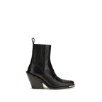 Leather cowboy ankle boots