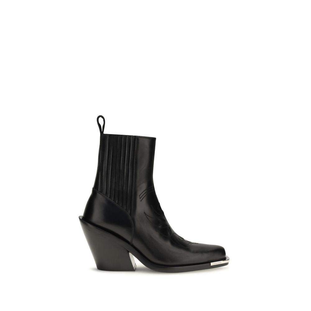 Leather cowboy ankle boots