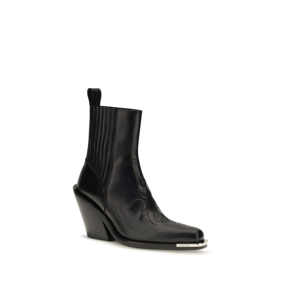 Leather cowboy ankle boots