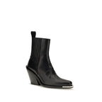 Leather cowboy ankle boots