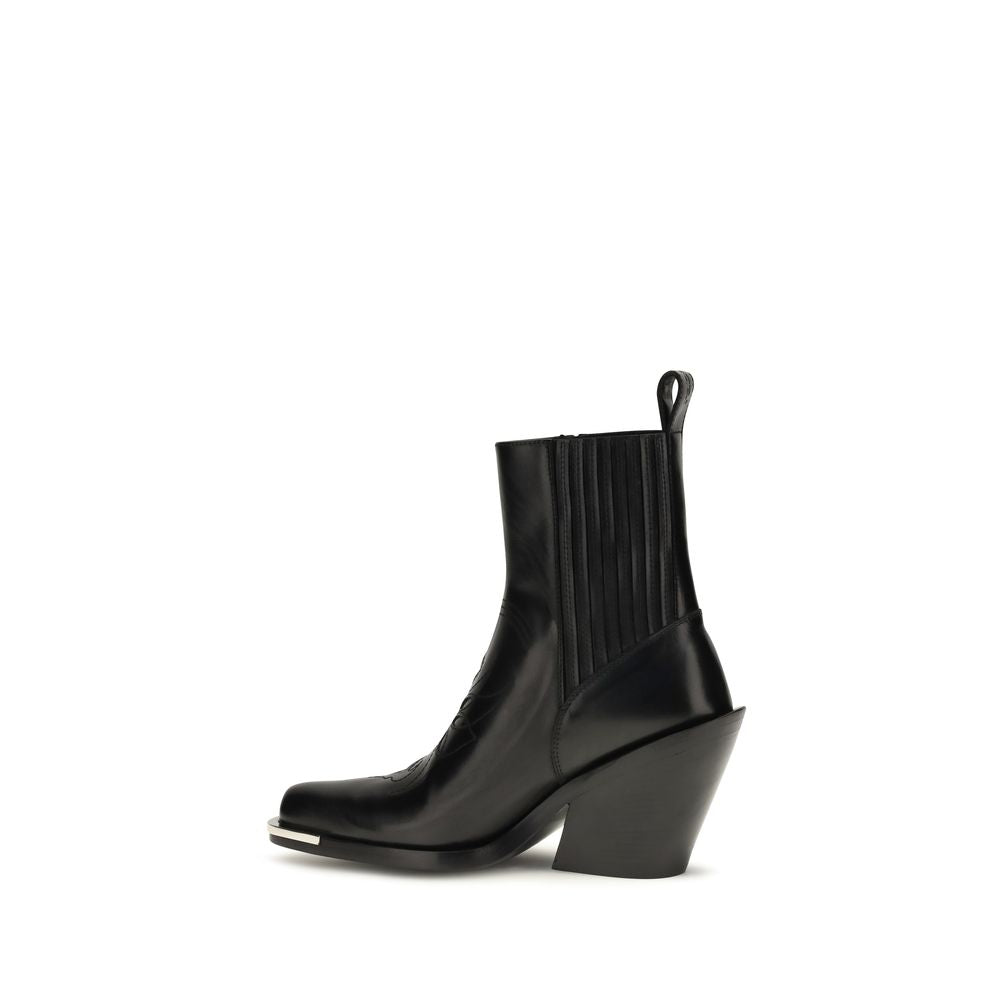 Leather cowboy ankle boots