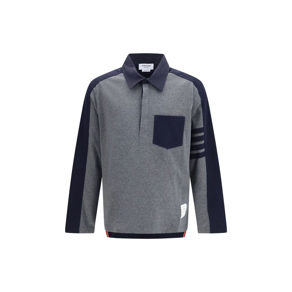 Cotton oversized colorblock rugby polo