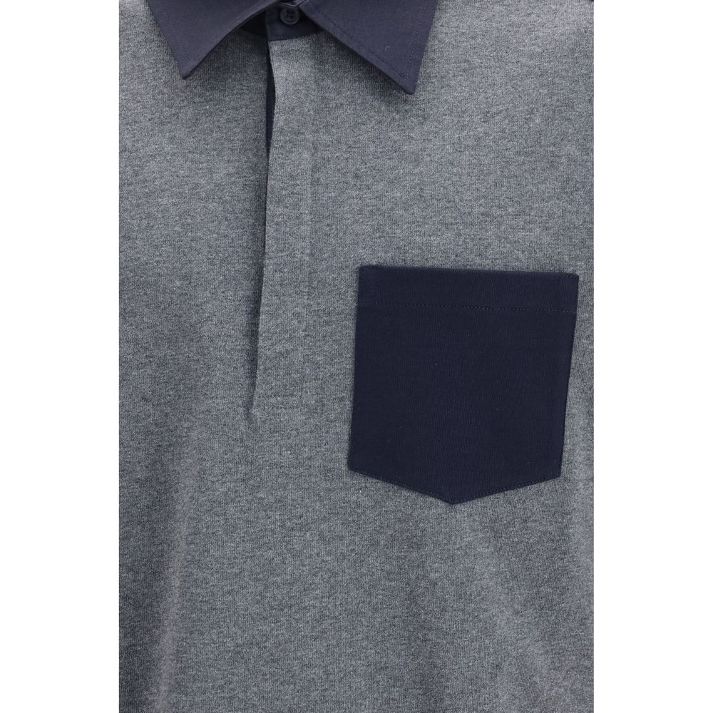 Cotton oversized colorblock rugby polo