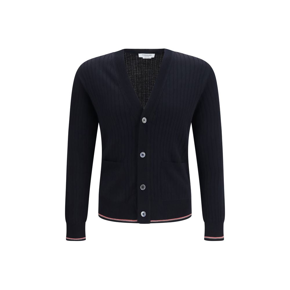 Cardigan a coste in lana merino