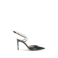 Crocodile-print leather pumps