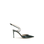 Crocodile-print leather pumps