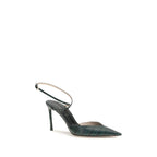 Crocodile-print leather pumps