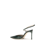 Crocodile-print leather pumps