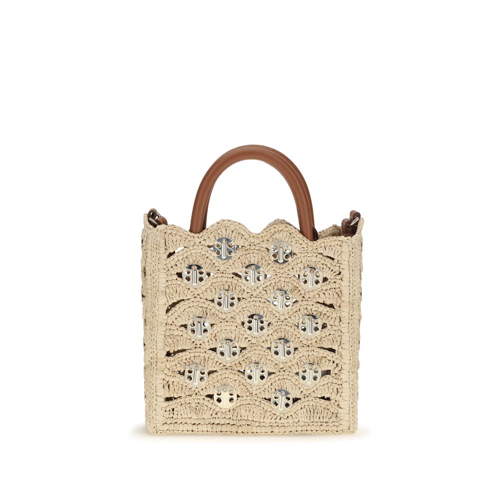 1969 Disc raffia top-handle bag