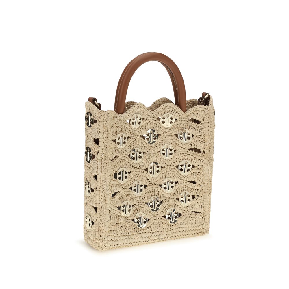 1969 Disc raffia top-handle bag