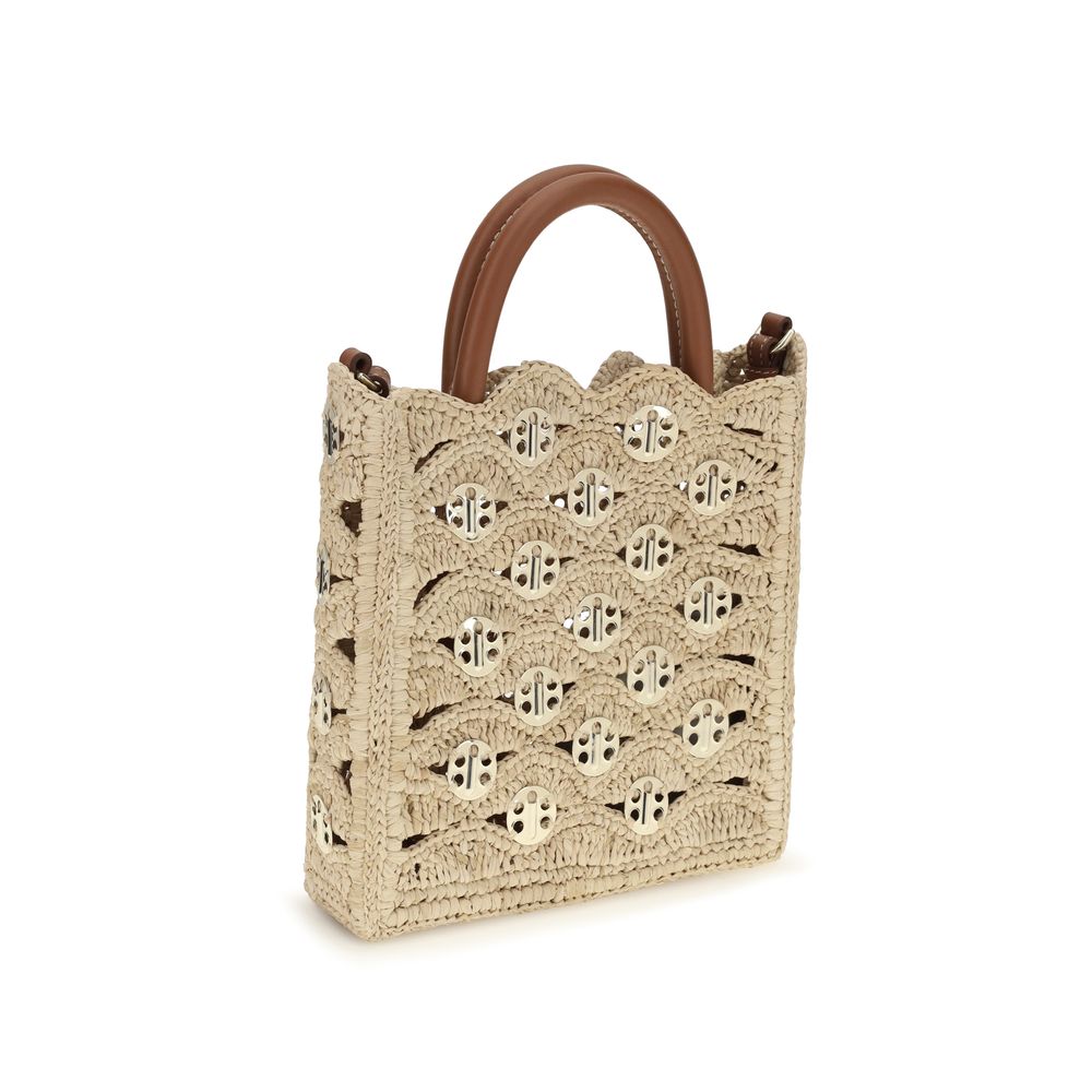 1969 Disc raffia top-handle bag