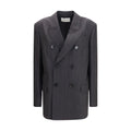 Blazer doppiopetto in lana a righe