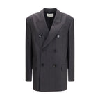 Blazer doppiopetto in lana a righe