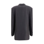 Blazer doppiopetto in lana a righe