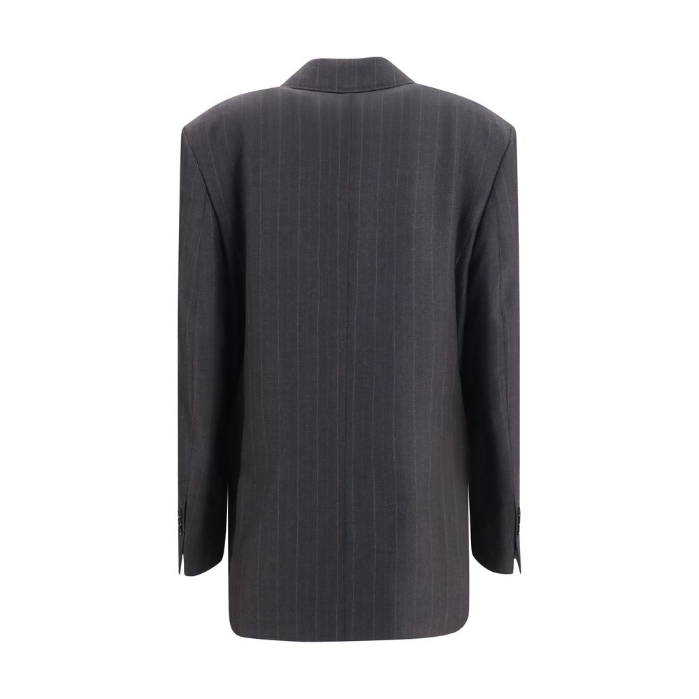 Blazer doppiopetto in lana a righe