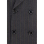 Blazer doppiopetto in lana a righe