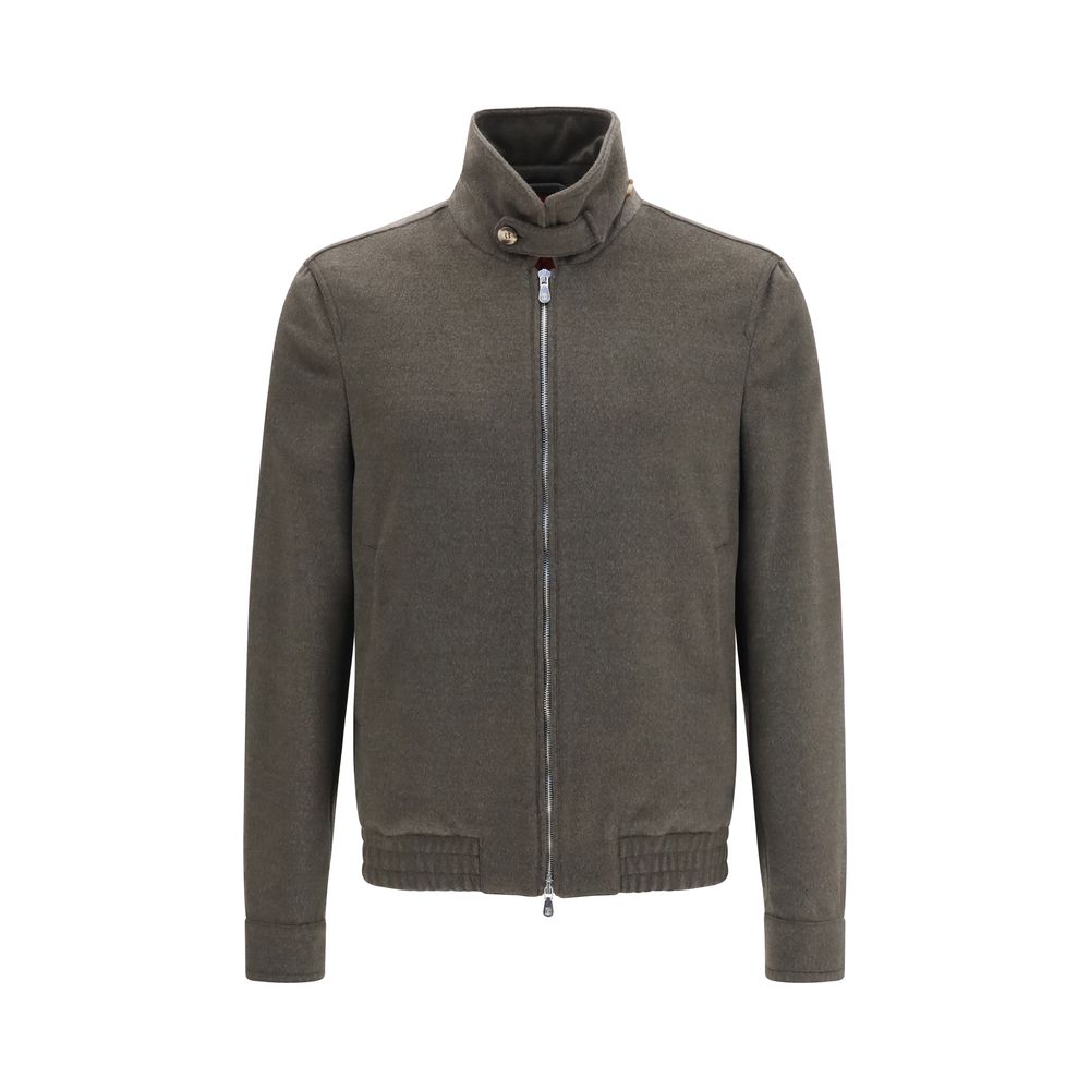 Giacca in lana con zip e collo alto in lana Merino