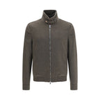 Giacca in lana con zip e collo alto in lana Merino