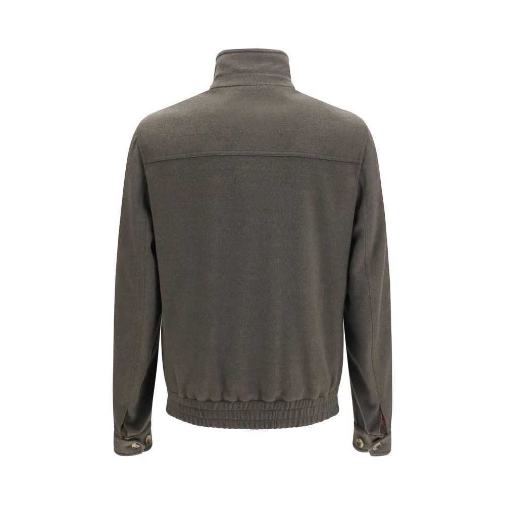 Giacca in lana con zip e collo alto in lana Merino
