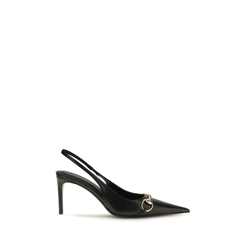 Décolleté slingback in pelle di capra con cinturino