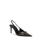 Décolleté slingback in pelle di capra con cinturino