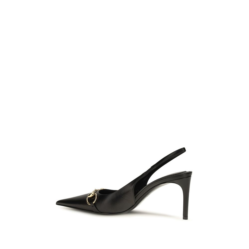 Décolleté slingback in pelle di capra con cinturino