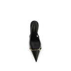 Décolleté slingback in pelle di capra con cinturino
