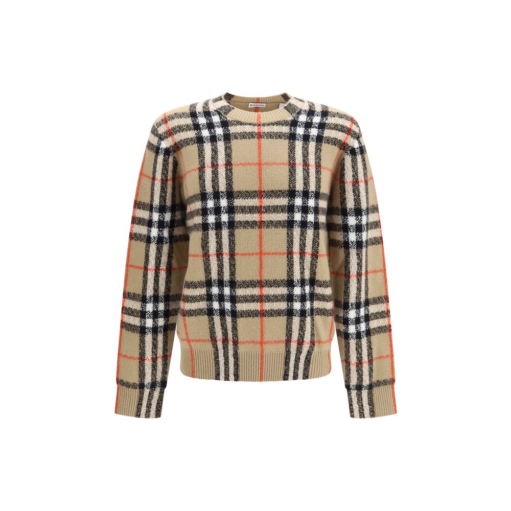 Check-pattern cashmere sweater