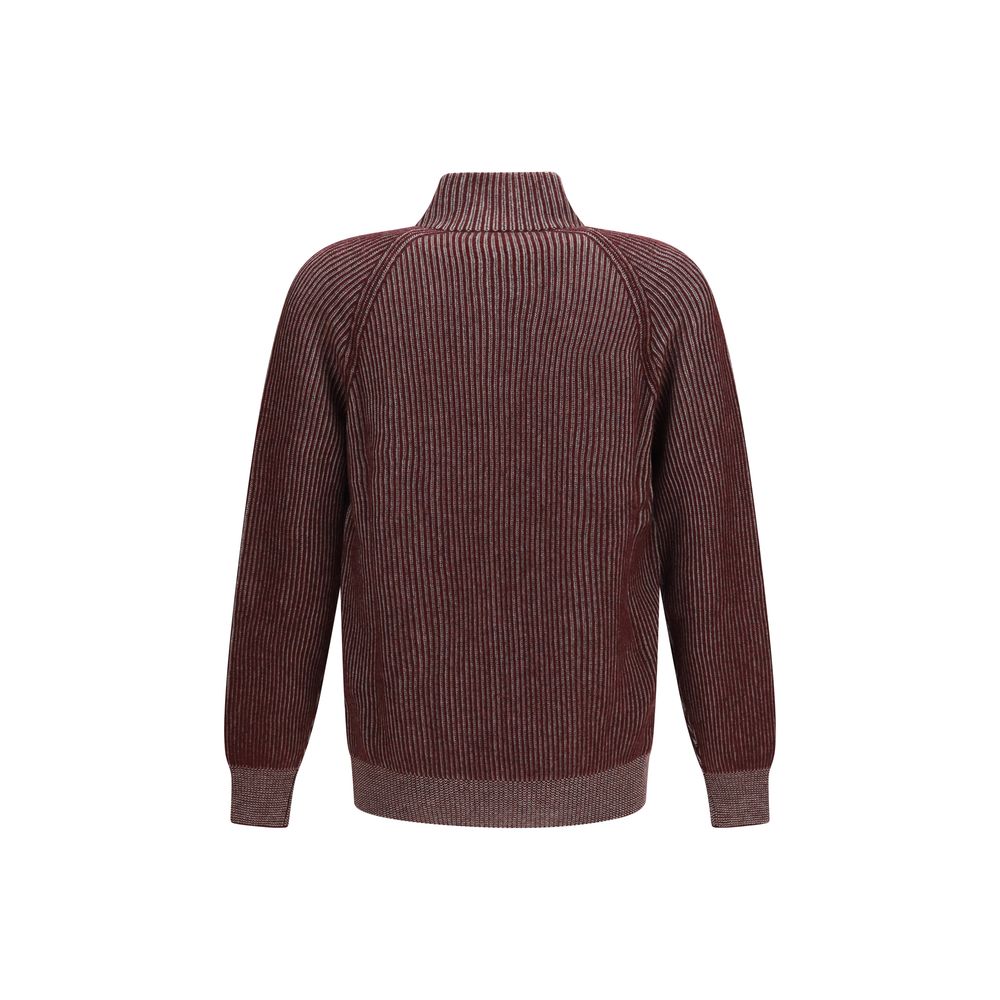 Cardigan con zip in puro cashmere a coste