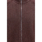 Cardigan con zip in puro cashmere a coste